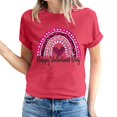 thumbnail image 2 of Meichang Hauts pour Femmes Chemise Tendance de la Saint-Valentin Hauts Mignons Imprimé Cœur Hauts de Vacances Manches Courtes Col Rond Décontracté Chandail Blouses, 2 of 5