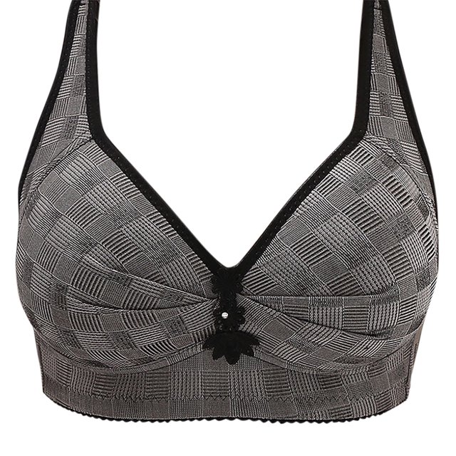 Birdeem Womens Non Steel Ring Style Printed Gathered Middle Button Breathable Underwear Daily Bra