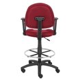thumbnail image 4 of Bowery Hill Fabric Drafting Stool with Loop Arms in Burgundy, 4 of 8