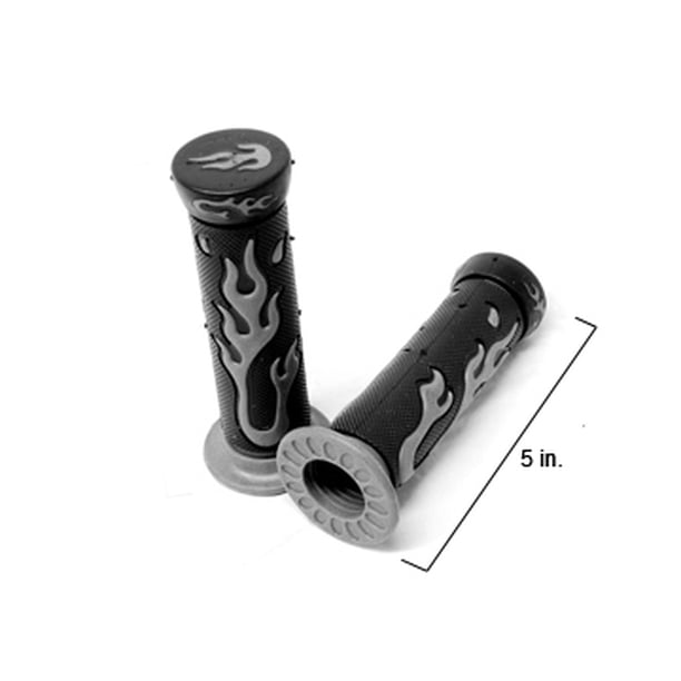 Krator Yellow Flame Motorcycle Rubber Hand Grips 7/8