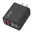 thumbnail image 1 of UsRHHA 120W GaN Charger 2-in-1 Fast Charging, 2 Type-C 2 USB Ports Power Adapter, Wall Plug for Phone Tablet Laptop, 1 of 5