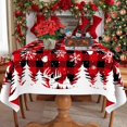 thumbnail image 2 of Christmas Plaid Snowflake Tablecloth Rectangle 60x120 Inch, Red Xmas Winter Christmas Table Cloth Cover Rectangle Table Washable, Holiday Christmas Tablecloths for Rectangle Tables, 2 of 5