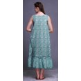 thumbnail image 4 of Bimba Bleu Turquoise Aquarelle Fleur et Feuilles Mi-Mollet Vêtement de Nuit Femme Coton Imprimé Sans Manches Robe de Nuit Maxi XXX-Large, 4 of 6