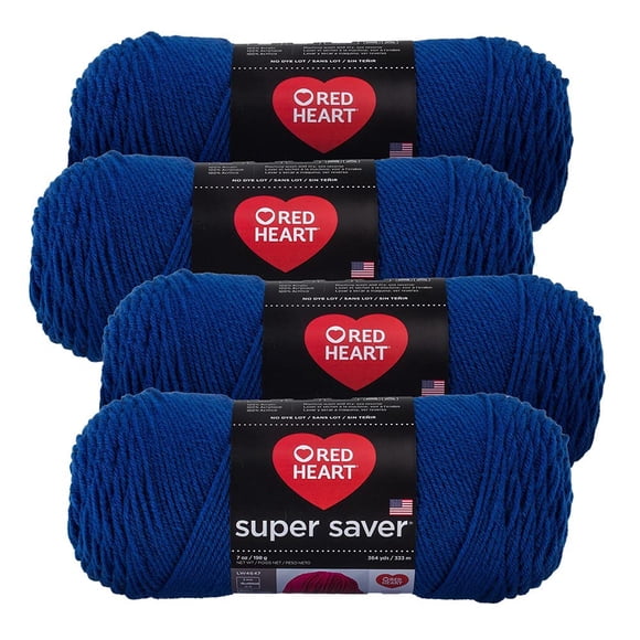 Red Heart Super Saver Yarn (4-Pack of 7oz Skeins) (Royal)