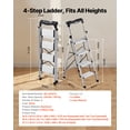 thumbnail image 2 of VEVOR 4 Step Ladder, Folding Step Stool with Wide Anti-Slip Pedal and Comfort Handgrip, 330 lbs Capacity Portable Aluminum Stepladder, Multi-Use for Kitchen, Home, Warehouse and Office, Silver, 2 of 9