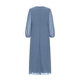 thumbnail image 4 of cfhntfmh Robes d'Invitée de Mariage pour Femmes en Mousseline Confortable à Manches 3/4 Robe Tendance d'Automne Fluide à Col en V Robe de Sortie pour Fête, 4 of 5