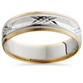 thumbnail image 1 of Mens 14K White & Yellow Gold Two Tone 6mm Wedding Band Ring Gold, 1 of 2