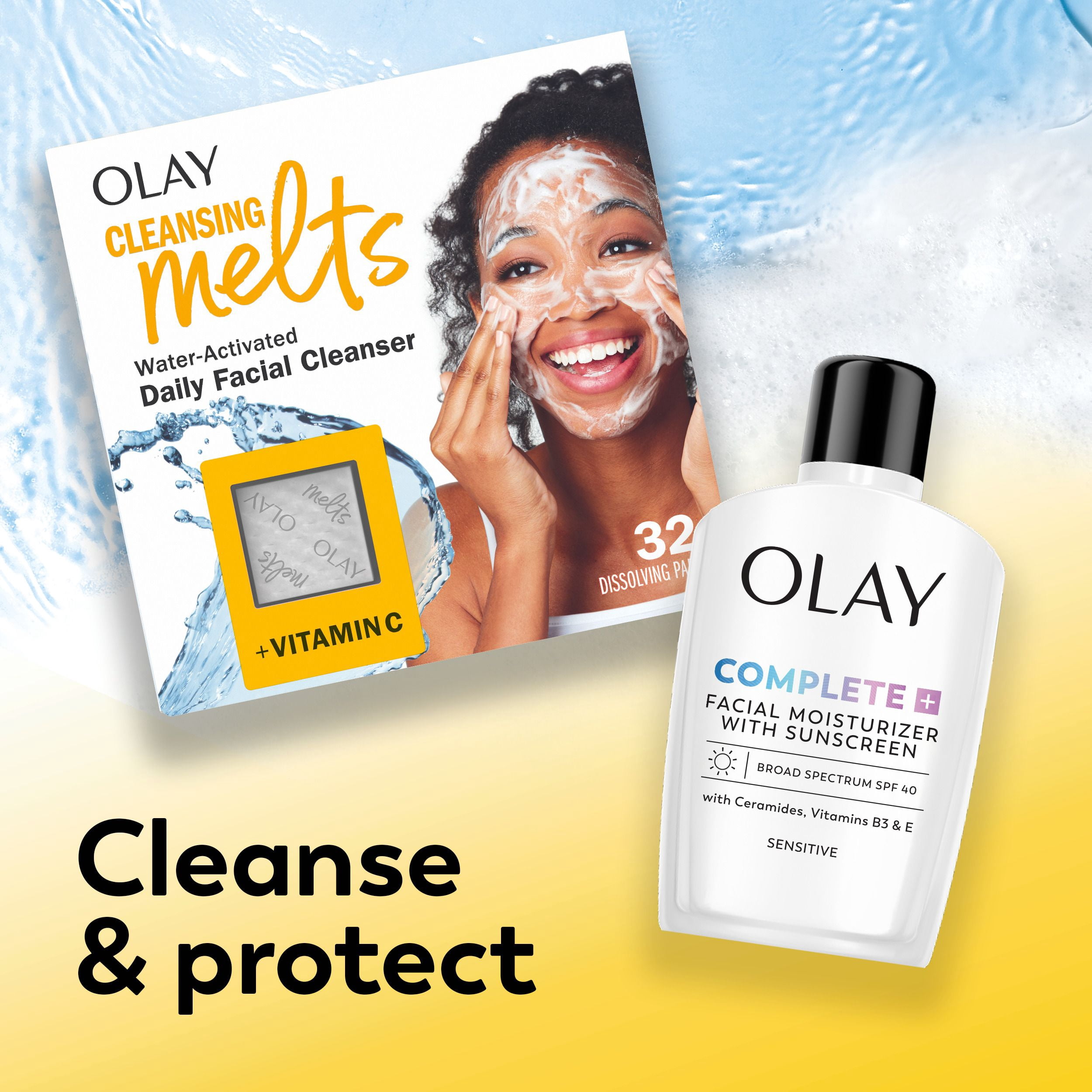 Hydratant Pour Le Visage Olay Complet+ avec Fps 40, Sans Parfum Pour La Peau Sensible, Protection Solaire À Large Spectre – Sans Traces Blanche, Nourrit La Barrière D’Hydratation – Céramides, 177 mL