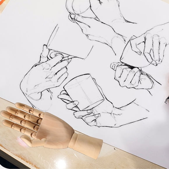 Flexible Wooden Hand Model, Artists Manikin Hand Figure for Sketching Drawing Painting with Non Slip Velvet Cloth, Professional Wood Art Model for Students