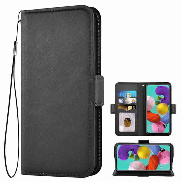 Samsung Galaxy A51-M40S Case, Cell Phone Leather Sleeve PU Leather Cover Wallet Cell Phone Case Cover Compatible for Samsung Galaxy A51-M40S Leather Case - Black