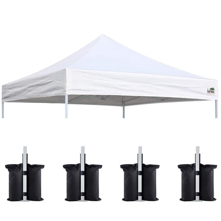 Eurmax New 10x10 Pop Up Canopy Replacement Canopy Tent Top Cover, Instant Ez Canopy Top Cover ONLY, Choose 30 colors,Bonus 4PC Pack Canopy Weight Bag (White)