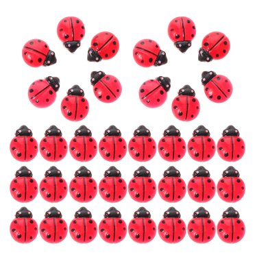 Miangastore 100pcs Mini Resin Ladybugs Figurines Small Animal Figures Dollhouse Accessories For Diy Craft Projects Micro Landscape Decoration