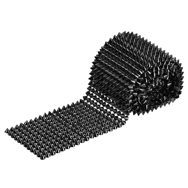 Unique Bargains Black Sew Stitch on Cone Spikes Studs Plastic Flat Back Spike Rivet Punk Trim Ribbon (2 Yards)