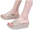 thumbnail image 3 of LSLJS Femmes Dames Mode Bout Rond Cristal Compensé à Enfiler Pantoufles de Plage Chaussures, Pantoufles pour Femmes, 3 of 9