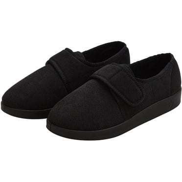 Silverts Men Soft Comfy Easy Closure Slippers, 7, Black