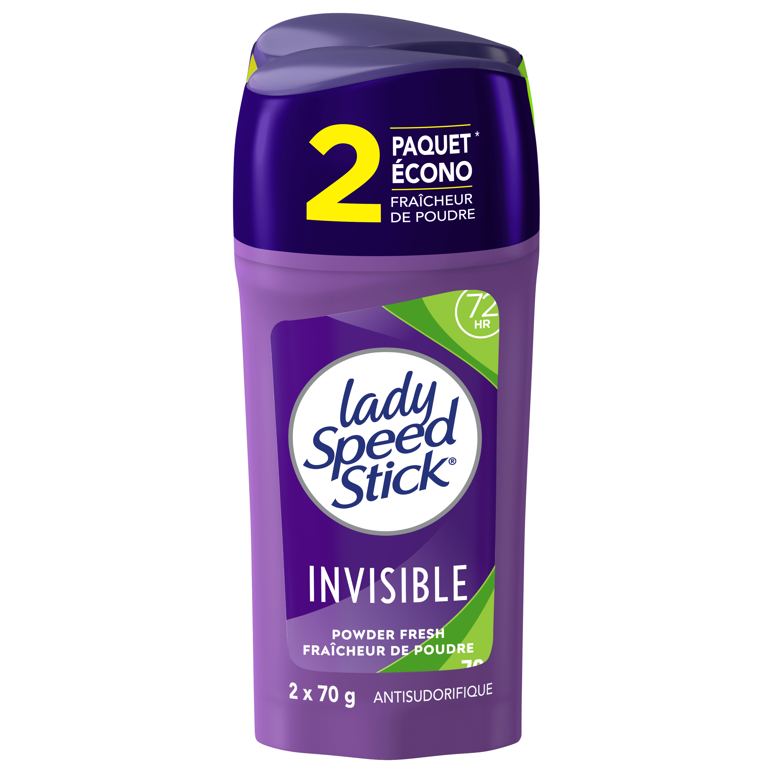 Déodorant antisudorifique Lady Speed Stick, parfum Fraîcheur de poudre, 70 g (lot de 2)