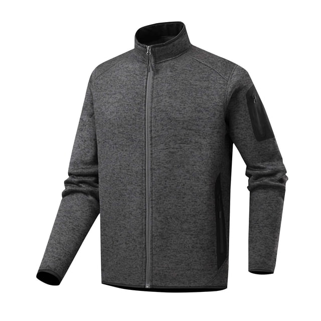Lovzfmll Chandail à Capuchon Polartec pour Homme, Haute Élasticité, Fermeture Éclair, Poche, Chaud, Course, Gris Foncé, TP