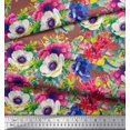 thumbnail image 3 of Soimoi polyester Crepe Fabric Leaves,Lotus & Anemone Floral Decor Fabric Printed Yard 42 Inch Wide, 3 of 3