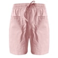 thumbnail image 4 of Jsaierl Shorts for Women Cotton Linen Drawstring Elastic Waisted Straight Wide Leg Lounge Shorts Comfy Solid Color Shorts Plus Size Shorts with Pocket, 4 of 5