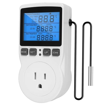 Liquidation! beishanbush Outils de Mesure Contrôleur de Température Numérique 1800W avec Écran Lcd Blanc Thermostat 15A/120V pour Chauffage et avec Fonction Minuterie Taille Unique Blanc