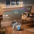 thumbnail image 2 of Stainless Steel Cat Water FountainWireless Pet Water Fountain Battery Operated oz/.L Automatic Water Dispenser for Dogs with Quiet Pump Easy Clean for Cats Dogs Multiple Pets, 2 of 7
