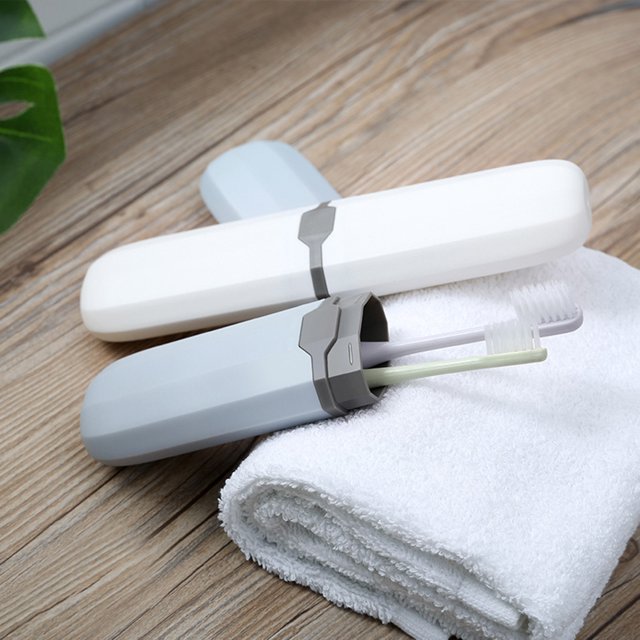 Ruiboury Toothbrush Storage Box Dust-proof Portable Cases Chopsticks Pencil Pen Container Organizer Holder Accessory Camping Transparent White