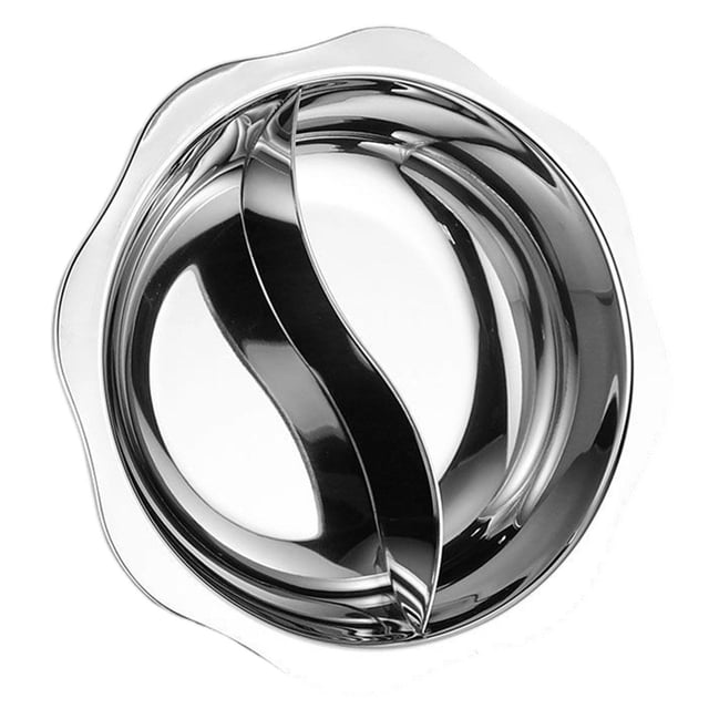 simhoa Stainless Steel Shabu Shabu Hot Pot Cooking Pot with Divider Multipurpose Double Favor Soup Cookware for Restaurant Household S