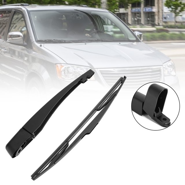 Rear Wiper Arm Blade Kit For Dodge Caravan Chrysler Town & Country 2008-2015. The kit includes a black rear wiper arm made of 100% PBT with 30% Pb for durability and a matching rear wiper blade. The arm measures 31 cm (12.2 inches) and the blade measures 36.5 cm (14.37 inches). Designed for a precise fit and anti-aging surface treatment to prevent discoloration. Suitable for Dodge Caravan and Chrysler Town & Country models from 2008 to 2015. Professional installation is recommended.