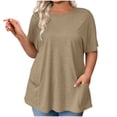 thumbnail image 1 of Cameland Hauts d'Été pour Femmes T-Shirts à Manches Courtes Col Ras du Cou Grande Taille Coupe Ample T-Shirt Blouse Décontractée Tunique Confortable, 1 of 6