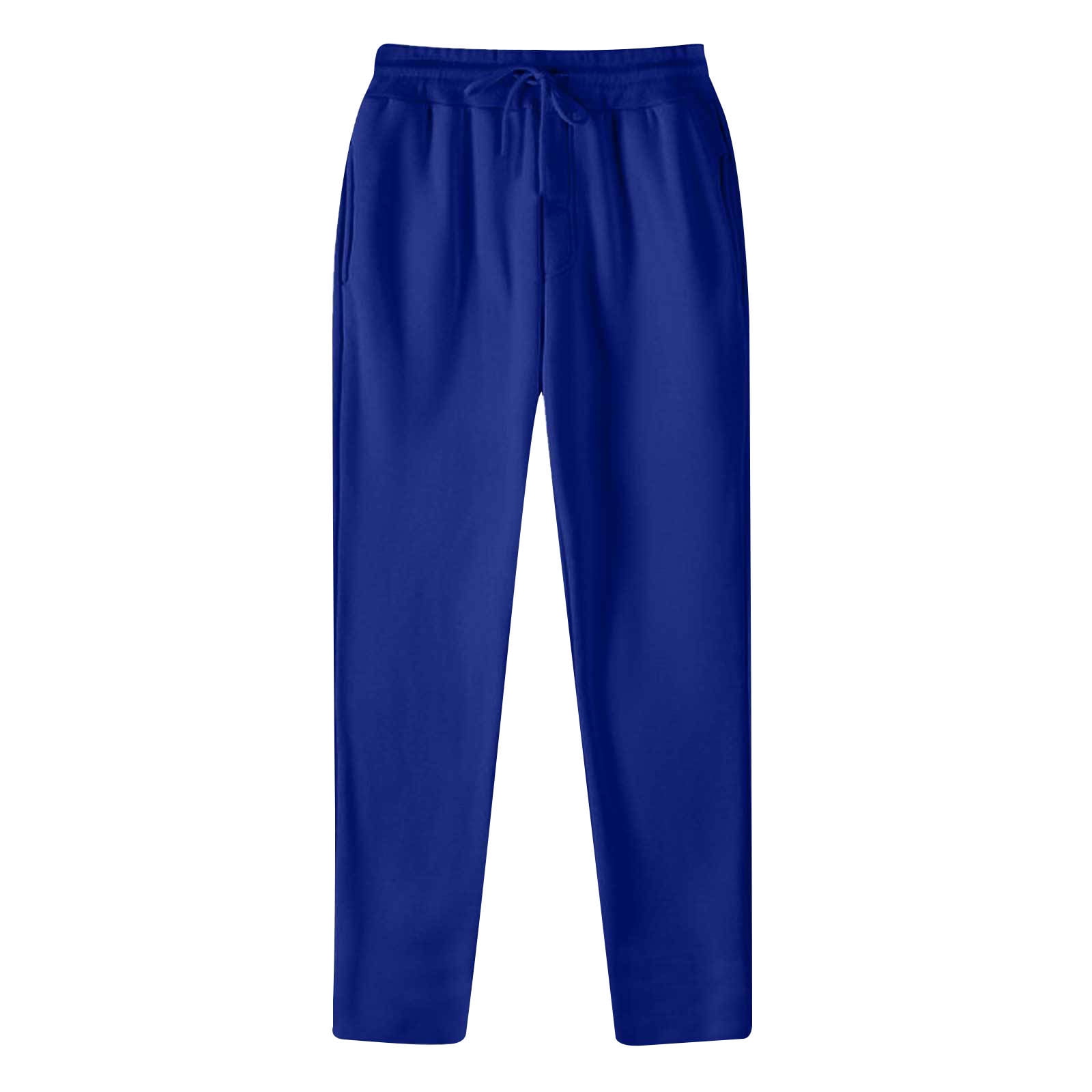 LOVZFMLL Men's Pants Men's Fashion Drawstring Elastic Waist Solid Color Casual Sweat Length Pants