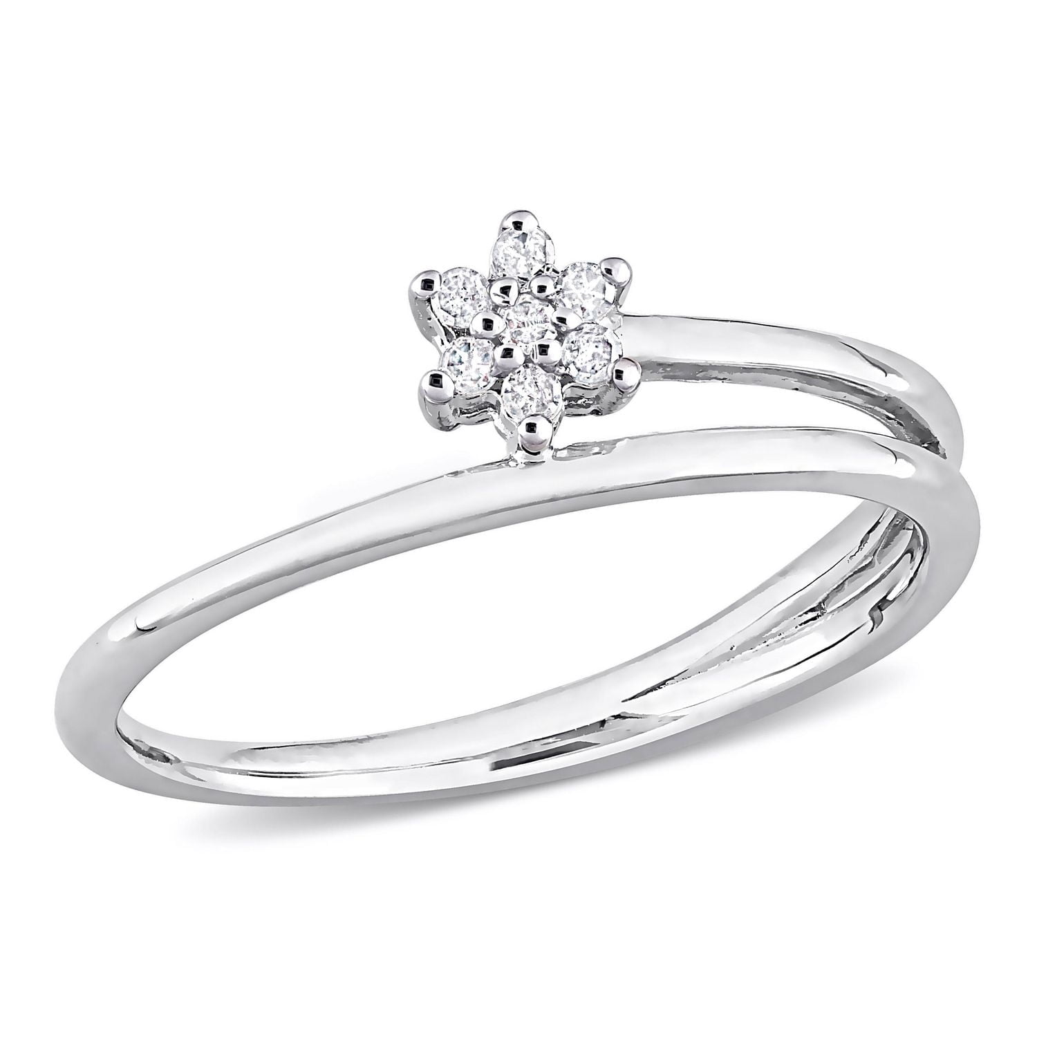 Bague de Promesse florale torsadée Miabella d'accent de diamant en Argent Sterling