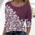 thumbnail image 5 of Machine d'Impression de T-Shirts Mode Femmes Décontracté Impression Col Rond Manches Longues T-Shirt Ample Blouse d'Automne Chandail Hauts, 5 of 5