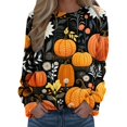 thumbnail image 1 of Pullover Tops For Womens Print O Neck Sweatshirt  Neck Fit Pullover Tops Suitable Long Sleeve Workout Shirts Loose Blouse, 1 of 4