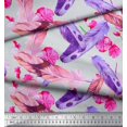 thumbnail image 3 of Soimoi Poly Georgette Fabric Flowers & Feather Print Sewing Fabric Yard 42 Inch Wide, 3 of 3