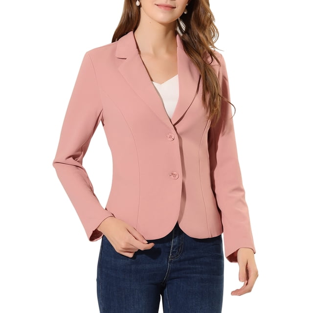 INSPIRE CHIC Blazer de Travail pour Femme Col à Revers Veste à Manches Longues Blazer de Complet Rose Foncé 2TG