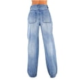 thumbnail image 2 of LSLJS Jeans Décontractés pour Femmes à Mi-Déchirures, Ourlet Effiloché, Pantalon Grand, 2 of 9
