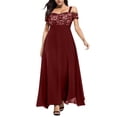 thumbnail image 1 of 2025 Femmes Grande Taille Robes de Soirée Froides pour Femmes Formelles Grande Taille Épaule Dentelle Florale Maxi Manches Longues Robe Grande Taille pour Femmes Fête Soirée Longue, 1 of 4