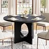47 Inch Round Dining Table for 4-6 People, Circular Kitchen Table with Sturdy Pedestal Base, Space Saving Dining Table for Living Room, Kitchen, Apartment，Black