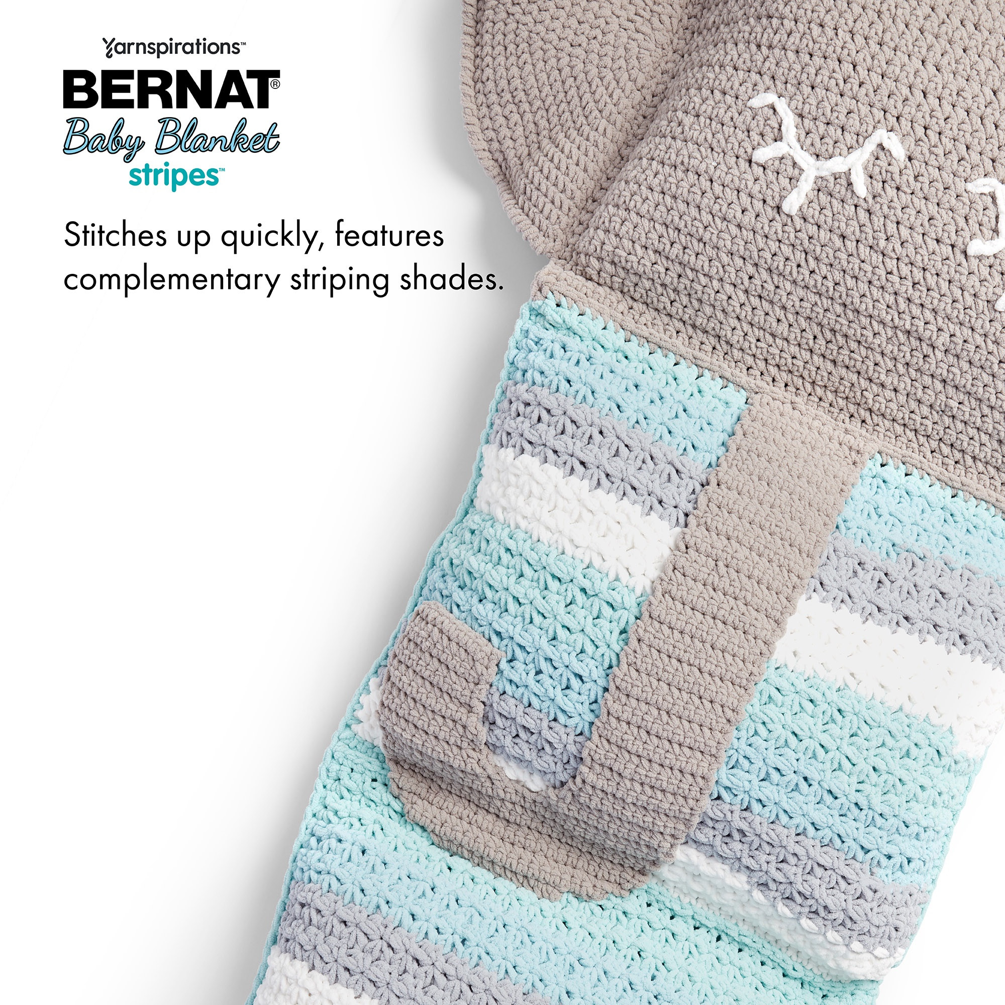 Bernat® Fil Baby Cover Stripes™, Polyester #6 Super Volumineux, 10,5oz/300g, 220 Yards
