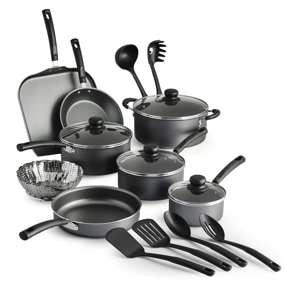 Tramontina PrimaWare Batterie de cuisine antiadhésive en aluminium à 18 pièces – gris acier