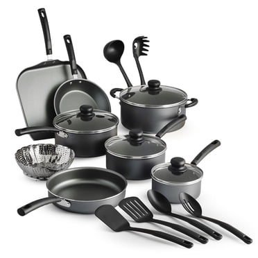 Tramontina PrimaWare 18 Pc Aluminum Nonstick Cookware Set – Steel Gray