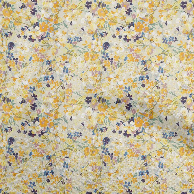 oneOone Polyester Spandex Yellow Fabric Floral Sewing Craft Projects Fabric Prints By Yard 56 Inch Wide