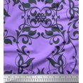 thumbnail image 1 of Soimoi polyester Crepe Fabric Leaves & Filigree Damask Print Fabric by the Yard 52 Inch Wide, 1 of 3