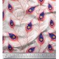 thumbnail image 1 of Soimoi Modal Satin Fabric Peacock Feather Print Fabric by the Yard 42 Inch Wide, 1 of 3