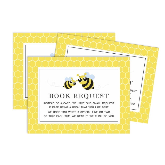 Inkdotpot 30Gender Neutral Mommy Bee Baby Shower Book Request Cards Bring A Book Instead Of A Card Baby Shower Invitations Inserts Games