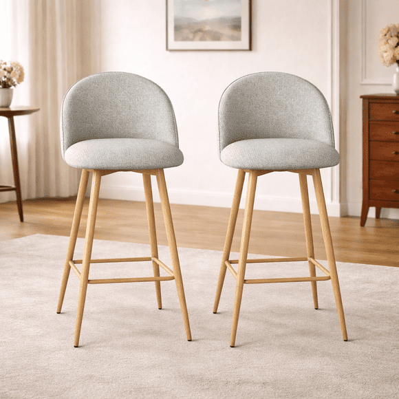 Tabourets de bar modernes et élégants Homy Casa, hauteur du siège 66 cm, ensemble de 2, revêtement en tissu