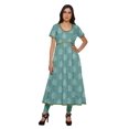 thumbnail image 1 of Moomaya Long Cotton Printed Short Sleeve Front Slit Tunic Dresses For Women, 1 of 6
