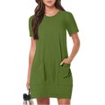 thumbnail image 4 of Timegard Robes de Maison pour Femmes Col Ras du Cou Manches Courtes Coupe Ajustée Couleur Unie Décontractée Confortable Robe Poches, 4 of 7