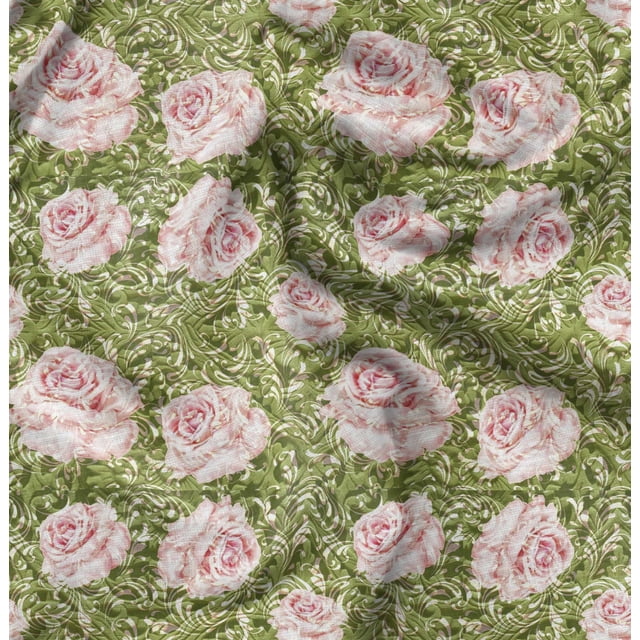 Soimoi Poly Georgette Fabric Peony Floral Fabric Prints by Yard 52 Inch Wide