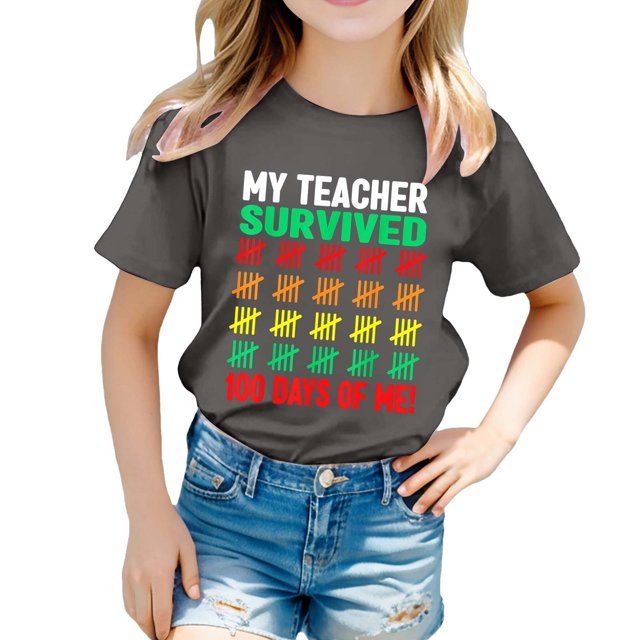 Hauts pour Filles Décontractés Imprimés Col Rond Manches Courtes pour Filles - et T-Shirts Confortables pour un Usage Quotidien